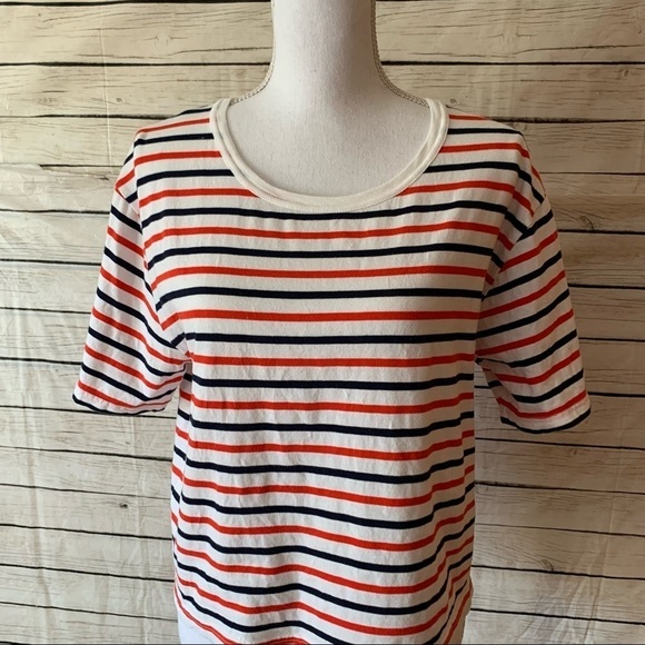J. Crew Red, White, and Blue Striped Cropped T-Shirt - Picture 6 of 6